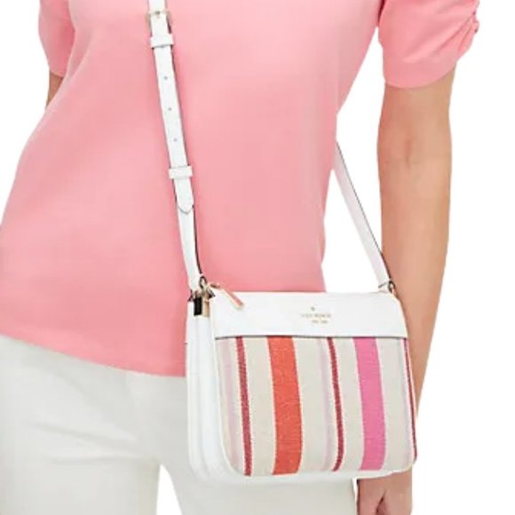 NWT Kate Spade2 - Leila Striped Canvas Triple Gusset Crossbody6.8 - Picture 3 of 6